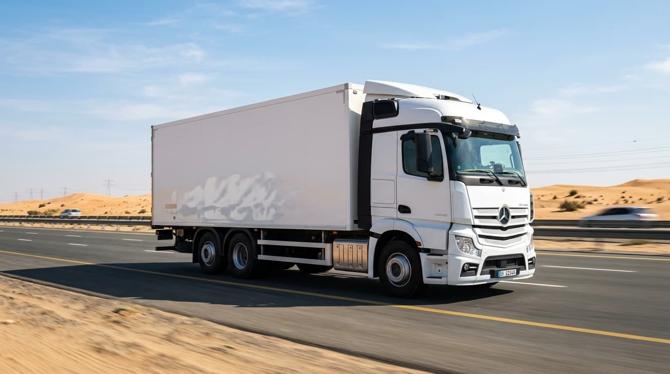 Refrigerated truck in transit