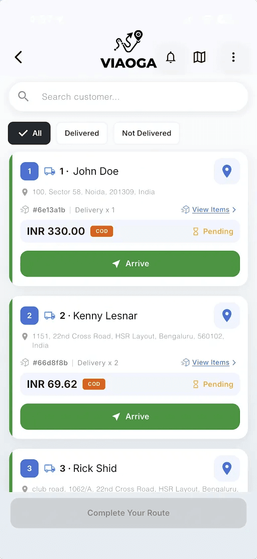Driver App Interface
